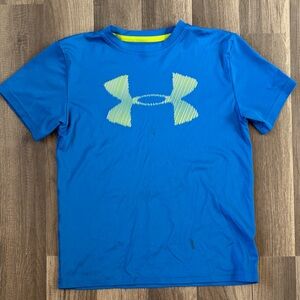Under Armour Blue Short Sleeve Tee with Neon Yellow Logo